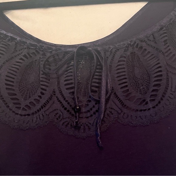 Carole Hochman Midnight women’s Sz M pajama top satin straps and lace front BLUE - Picture 8 of 8